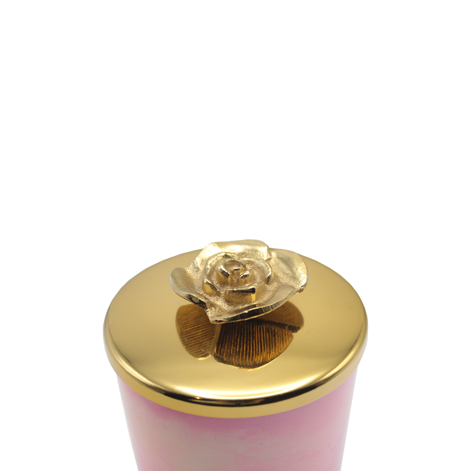 GOLD KAPAKLI PEMBE CAM MUMLUK