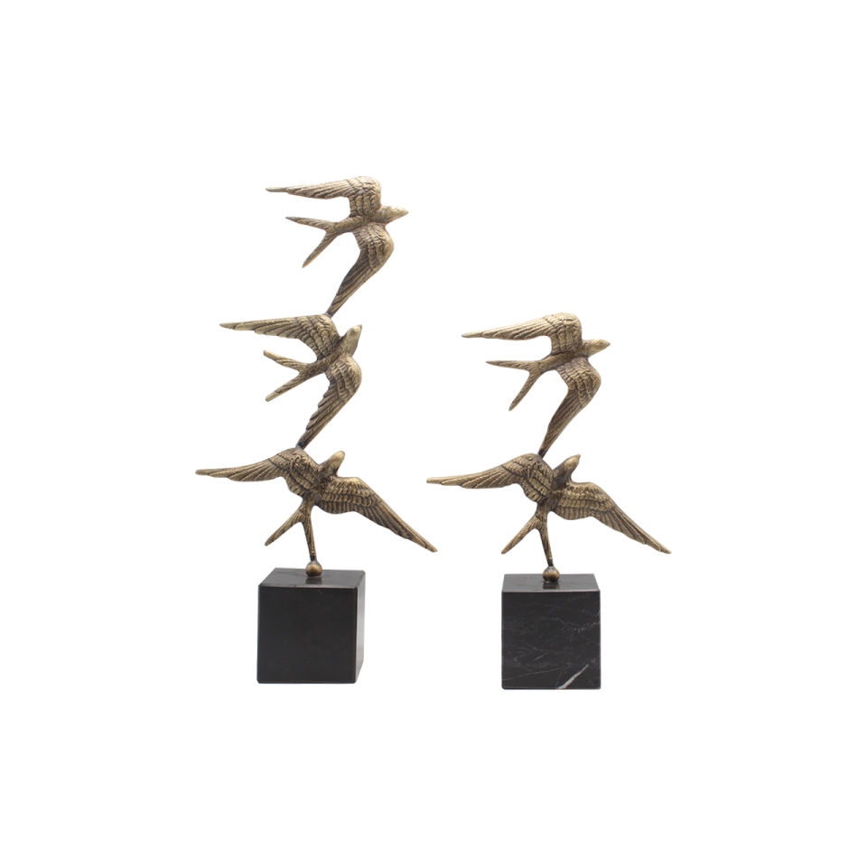MERMER KAİDE ÜZERİ BRONZ  ÜÇLÜ KIRLANGIÇ