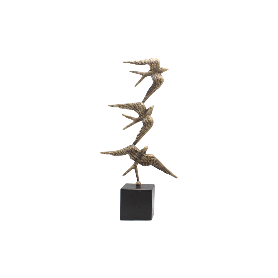 MERMER KAİDE ÜZERİ BRONZ  ÜÇLÜ KIRLANGIÇ
